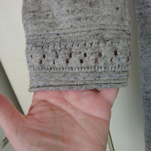 EEUC MAX STUDIO GREY HEATHER DUSTER STYLE CASCADE FRONT SWEATER SIZE LARGE - Picture 3 of 8